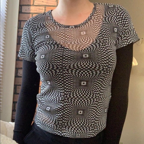 ❌SOLD❌ Mesh see through checkered top - Picture 2 of 4